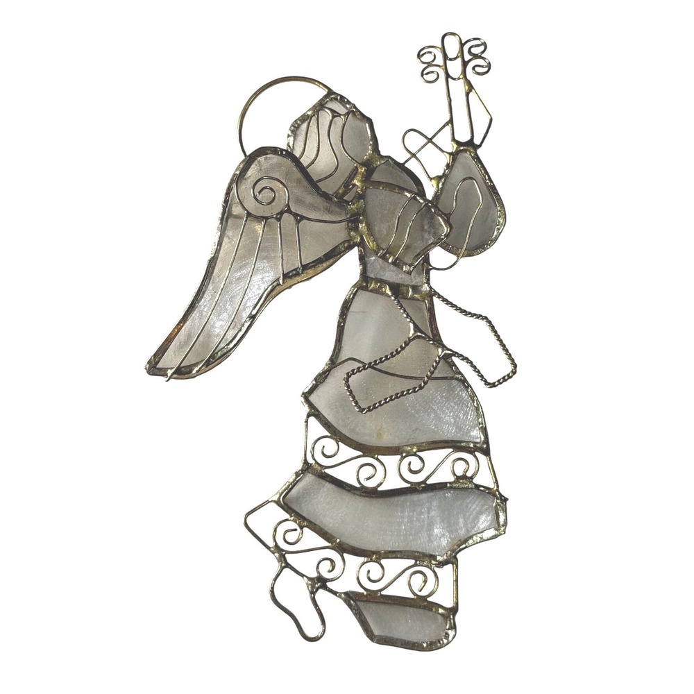 Handcrafted Angel Playing Harp Sun Catcher Stained Glass Suncatcher Ornament